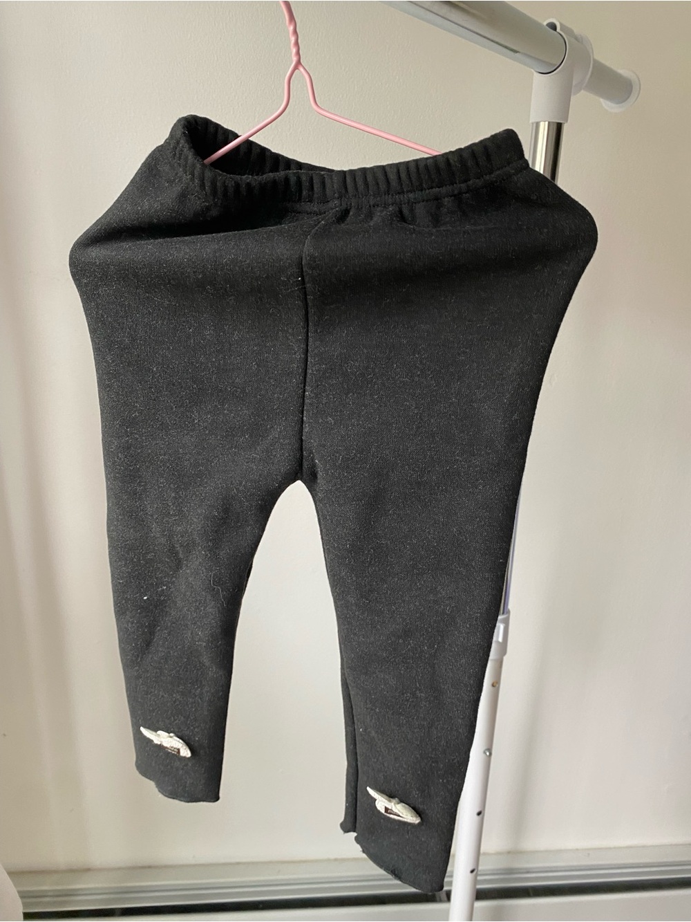 Kids Black Fleece-Lined Bottoms
